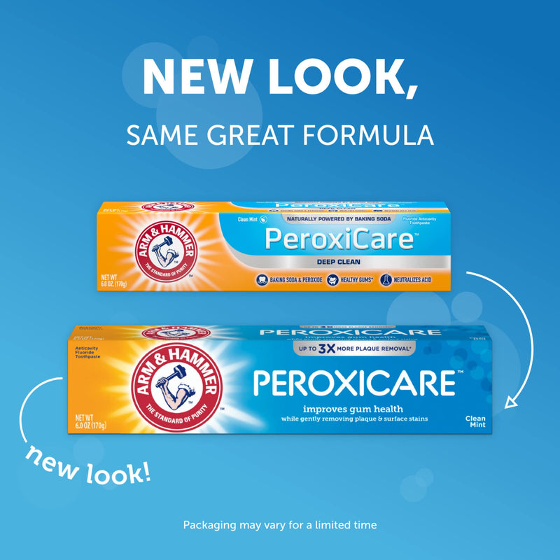 [Australia] - ARM & HAMMER Peroxicare Toothpaste, TWIN PACK (Contains Two 6oz Tubes) – Clean Mint- Fluoride Toothpaste 6 Ounce (Pack of 2) 