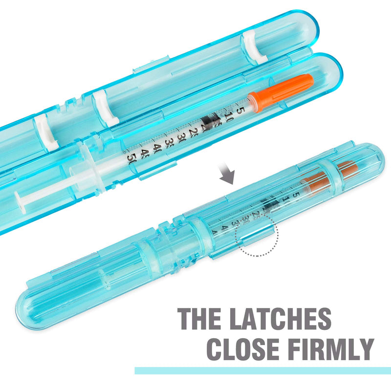 [Australia] - Medarchitect PSC (MA-PSC) Portable Travel Insulin Prefilled Syringe Case for Diabetes 2 Count (Pack of 1) Light Blue Transparent+solid Purple 