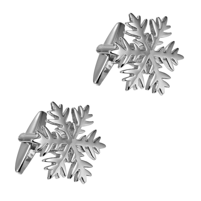 [Australia] - Urban Jewelry Unique Christmas Snow Snowflakes Stainless Steel Cufflinks for Men (Silver) 
