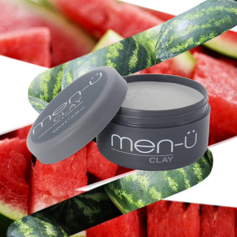 [Australia] - men-u hair CLAY 100ml, mens hair products ‚Äì Great for matt, choppy and dishevelled styles. SIGNATURE WATERMELON FRAGRANCE - Mens hair wax w/medium hold & matt finish. Single walled 100ml styling puck 