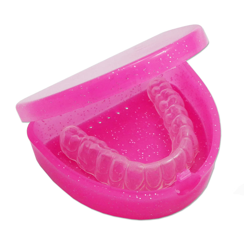 [Australia] - Slim Orthodontic Dental Case - Colour & Glitter Choices for Retainers, Bleaching Trays, Dentures & More (Glitter Pink) Glitter Pink 