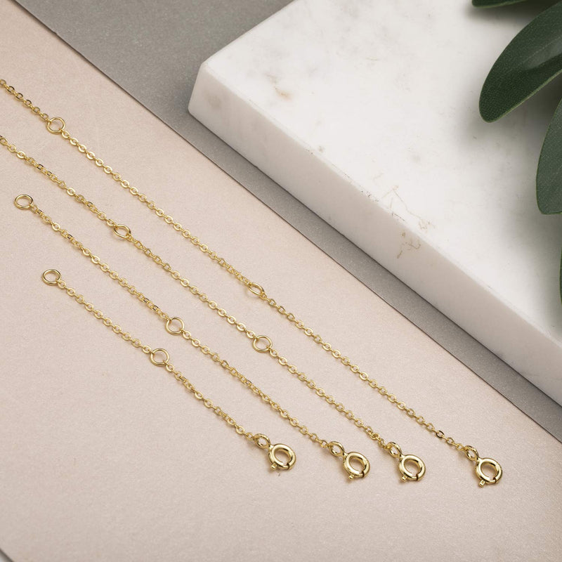 [Australia] - Necklace Extenders Necklace Chains Sterling Silver Bracelet Anklet Extenders Set 2, 3, 4, and 6 Inches in Silver, Gold, and Rose Gold Gold Plated Set 2", 3",4", 6" 