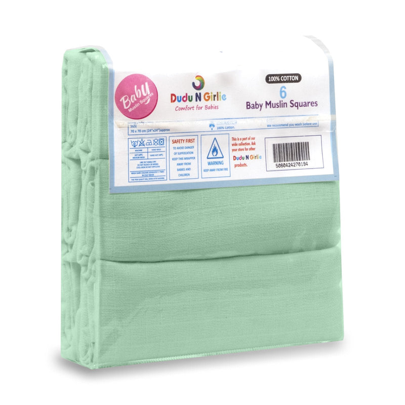 [Australia] - Extra Large Muslin 70x70 Baby Muslin Squares | 100% Cotton Muslin Cloths for Baby | Soft Muslin Wash Cloths, Muslin Swaddle Blanket | Baby Essentials for Newborn (Mint, Pack of 6) 