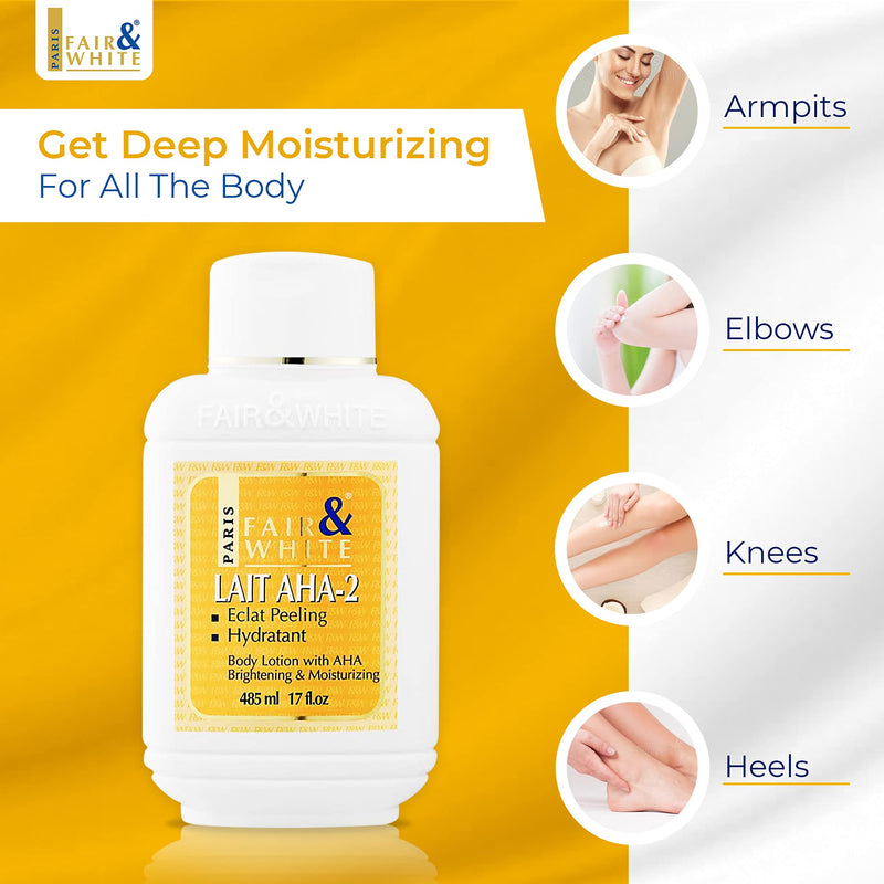 [Australia] - Fair & White Original AHA Body Lotion | 17 Fl oz 485 ml | Skin Lightening Cream, Hyperpigmentation Treatment, Dark Spots Corrector on: Body, Knees, Armpits Elbows 