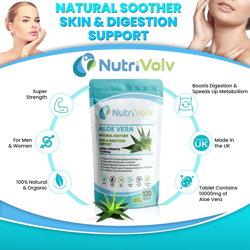 [Australia] - Aloe Vera 10000mg - 120 Tablets - Skincare Colon Cleanse Digestion Detox 