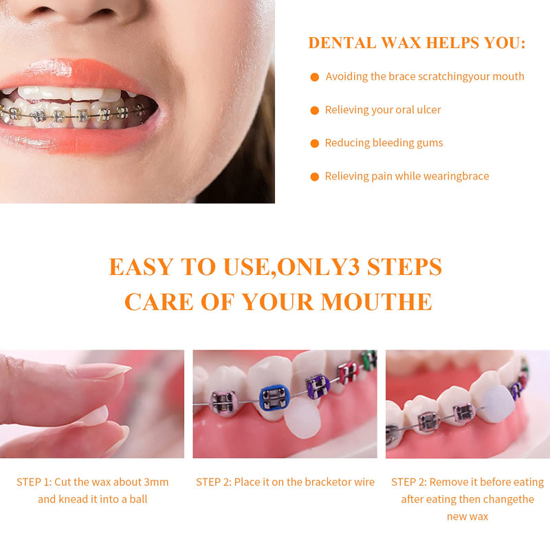 [Australia] - Cozlly 10 Boxes Dental Wax for Braces, Orthodontic Wax, Dental Braces Wax with Fruit Smell for Brace Wearers Gum Protection Oral Care (50pcs) 