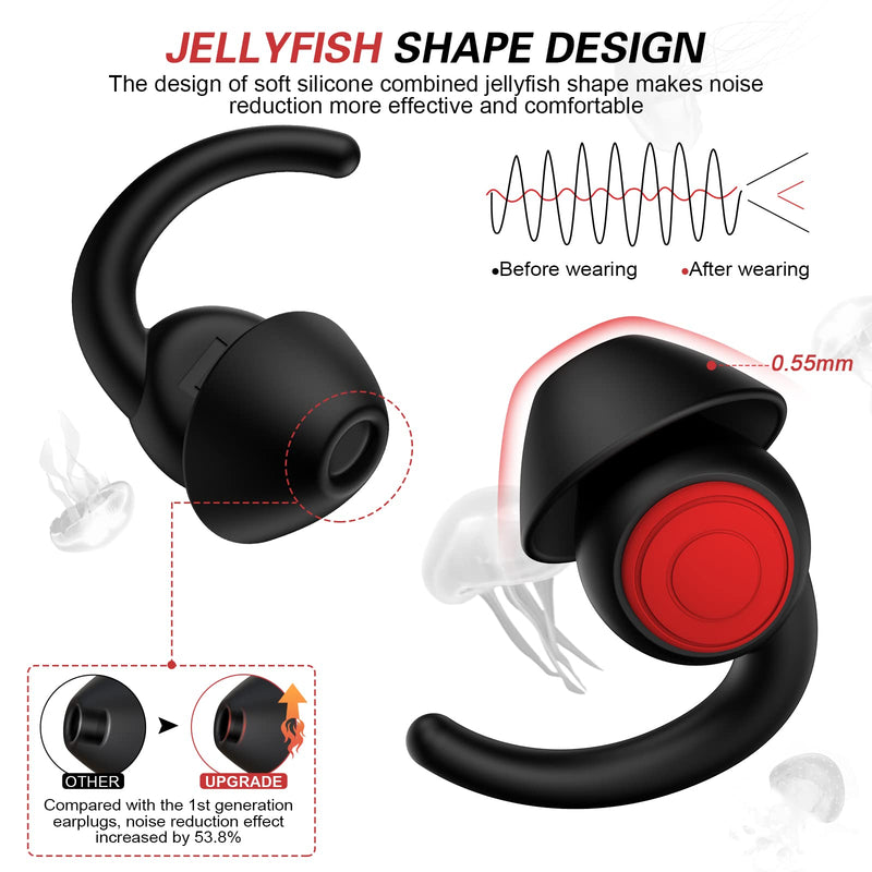 [Australia] - Ear Plugs for Sleeping Noise Cancelling Silicone Earplugs Sound Blocking Sleeping, 2pair Ear Plugs for Sleeping Reusable Noise Reduction Earplugs for Sleep,Snoring,Work,Concerts,Studying,Travel(Black) Black 