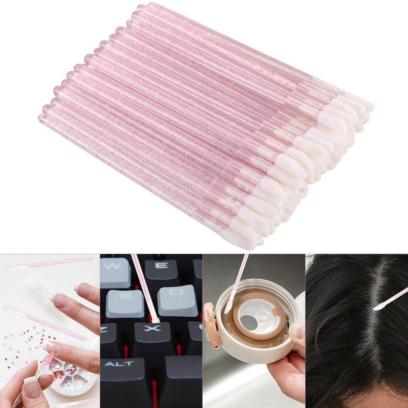 [Australia] - 100 Disposable Lip Brushes, Lipstick Applicator, Lip Gloss Wands Pink Tbestmax 1Pink 