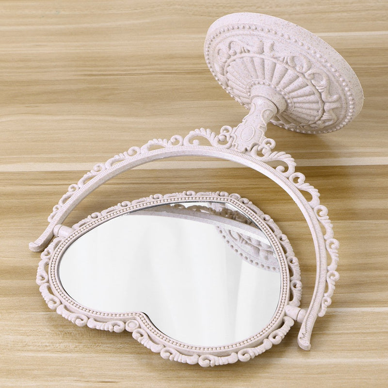 [Australia] - Beaupretty Double Sided Mirror with 360 Degree Rotation Table Top Heart Shape Makeup Cosmetic Mirror (Beige) Beige 