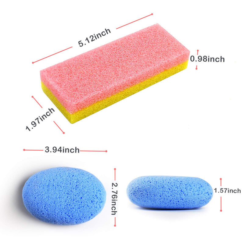 [Australia] - Foot Pumice Stone for Feet Set, Includes 2 PCS Pedicure Glass Stone for Heavy Callused Feet, 2 PCS 2 in 1 Foot Scrubber Sponge for Hard Dead Skin Callus Remover 2Pcs Glass Stone + 2Pcs 2 in 1 Pumice Sponge 