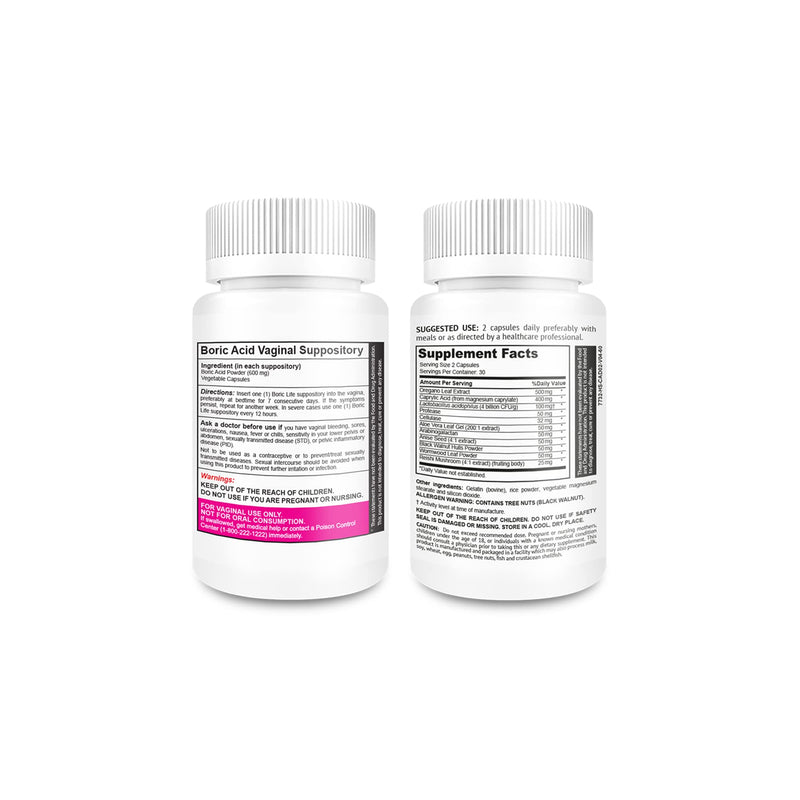 [Australia] - NutraBlast Boric Acid Vaginal Suppositories 600mg (30 Count) w/Feminine Balance Complex (60 Capsules) | Vaginal Detox & Cleanse | Supports Healthy Intestinal Flora & Immune System 