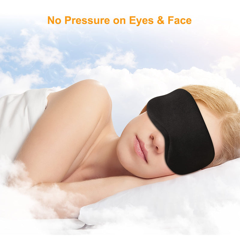 [Australia] - Cotton Sleep Mask, Eye Mask, Gritin Light-Blackout Sleeping Mask - (2023 Newest Nose Fitting Shade Design) Ultra Soft & Comfortable Eye Blinder with Adjustable Strip and Ear Plug for Men,Women,Kids Black 