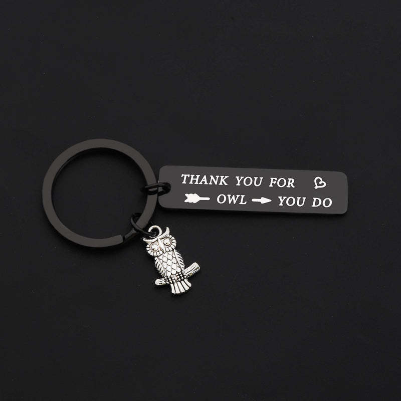 [Australia] - TIIMG Owl Gift Thank You Gift Appreciation Gift Thank You for All You Do Owl Keychain for Nurse Babysitter Social Worker Volunteer Teacher Coach Thank you for owl black 