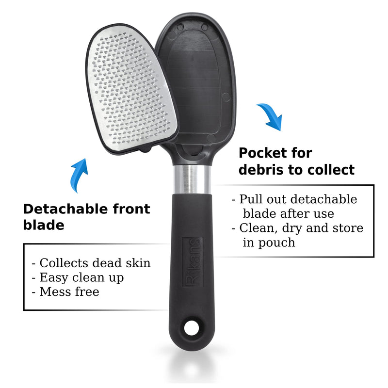 [Australia] - Rikans Foot File Foot Rasp Callus Remover Dead Skin Remover Double Sided Foot Scrubber Foot Care Pedicure Tool to Remove Hard Skin Can Be Used Wet or Dry Skin Surgical Grade Stainless Steel File 