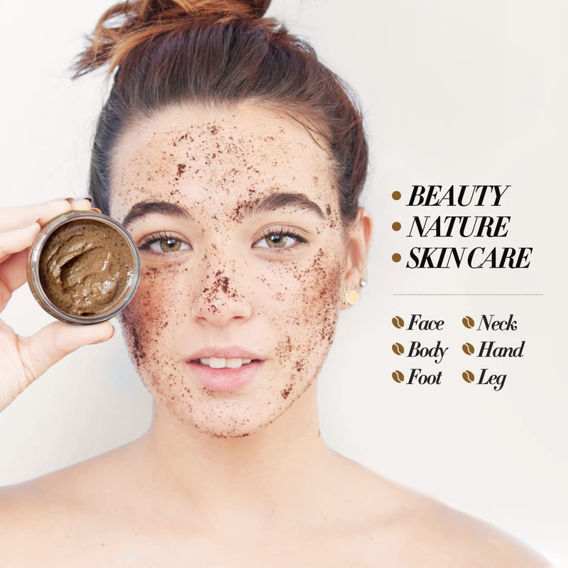 [Australia] - Junhe Natural Coffee Scrub with Organic Coffee Facial Body Scrub, Best Acne, Anti Cellulite and Stretch Mark treatment, Spider Vein Therapy for Varicose Veins, Vegan Coffee Shower Scrubs 