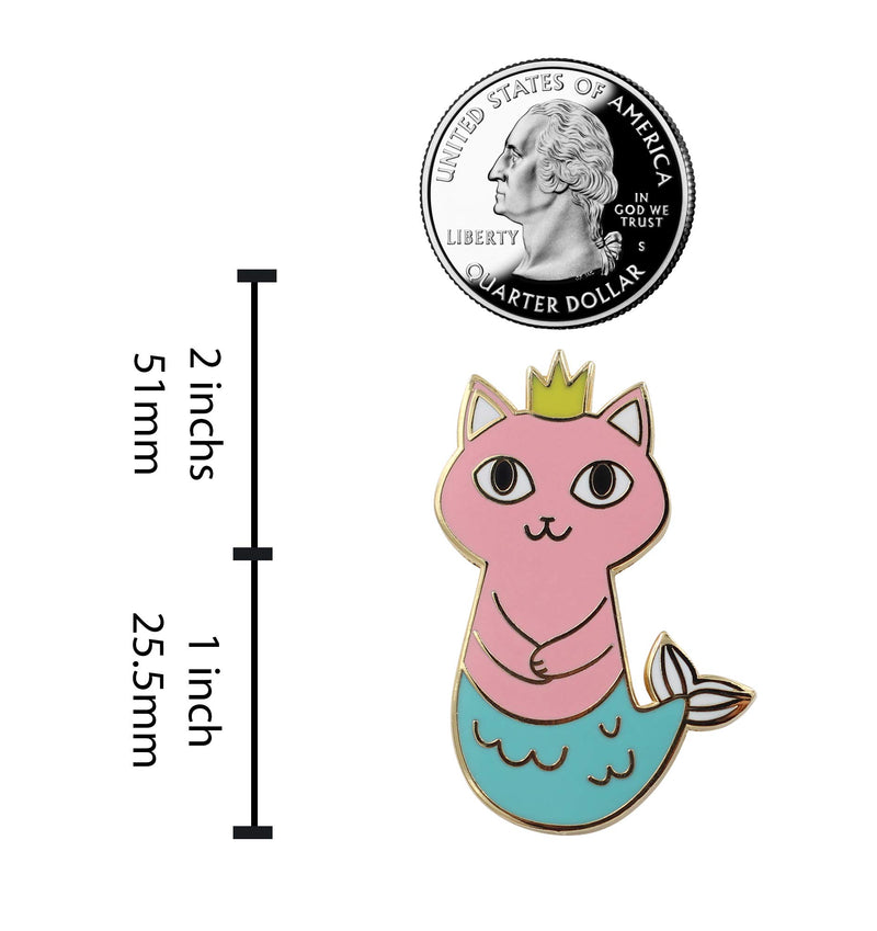 [Australia] - Real Sic Mermaid Cat Enamel Pin - Cute, Kawaii Feline Mermaid Lapel Pin for Jackets, Backpacks, Hats, Bags and Tops Pink 