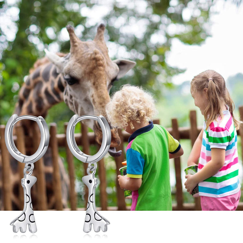 [Australia] - Giraffe Hoop Earrings for Women, 925 Sterling Silver Giraffe Huggie Hoop Dangle Drop Earrings Lucky Cute Animal Jewelry Gifts Hypoallergenic for Girls Women 