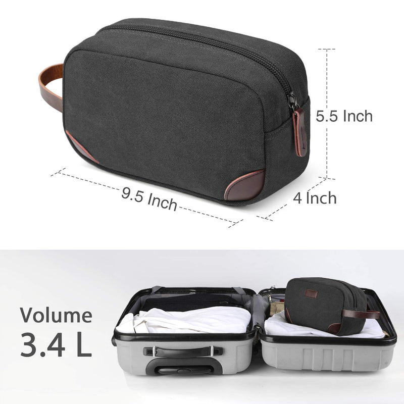 [Australia] - Men's Travel Toiletry Organizer Bag Canvas Shaving Dopp Kit TSA Approved (Black) Black 