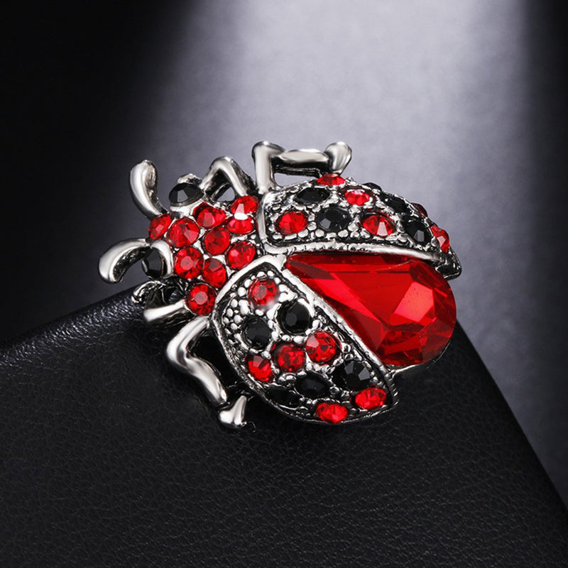 [Australia] - MINGHUA Red Crystal Rhinestone Ladybug Coccinella Beetle Brooch Pin 