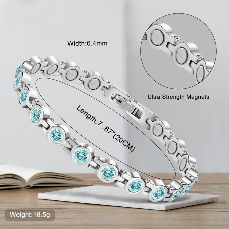 [Australia] - JEROOT Women Titanium Magnetic Bracelets,Titanium Magnetic Bracelets Gifts for Women with Free Link+Removal Tool(3500 Gauss) Green 