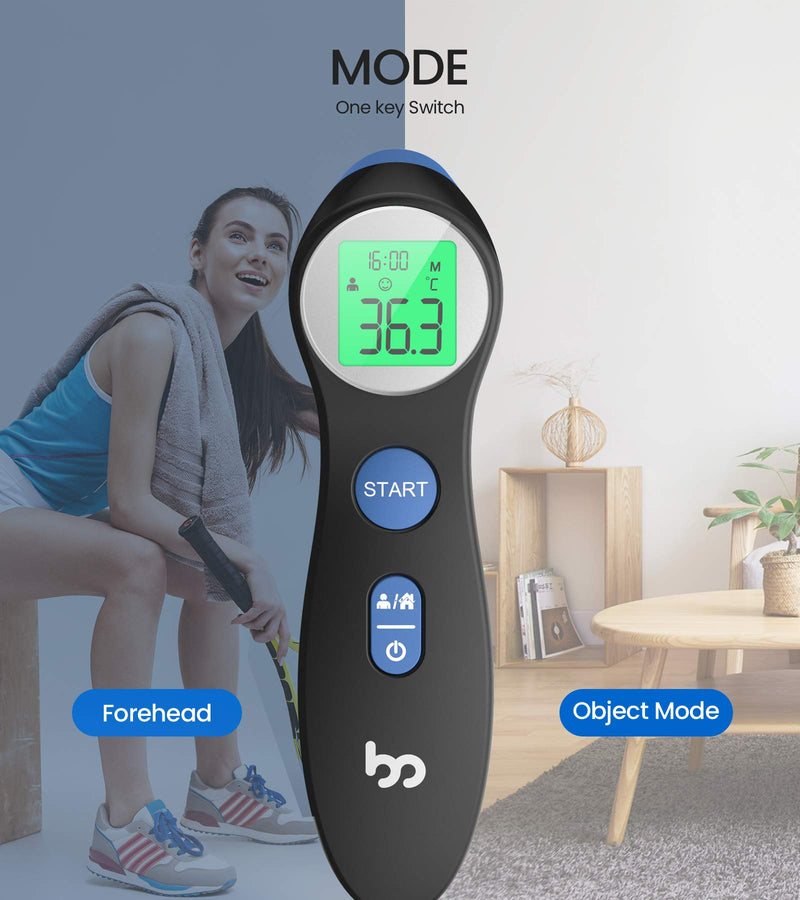 [Australia] - Femometer Forehead Thermometer for Adults Kids, Non Contact Infrared Thermometer, Digital Baby Thermometers Body Temperature Thermometer (Black) Black 