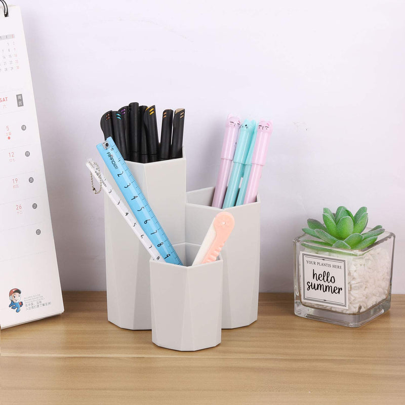 [Australia] - Plastic Makeup Brush Holder Organizer, 3 Slot Cosmetics Storage Makeup Brushes Cup for Vanity, Desk,Bathroom Countertops(Gray) Gray 