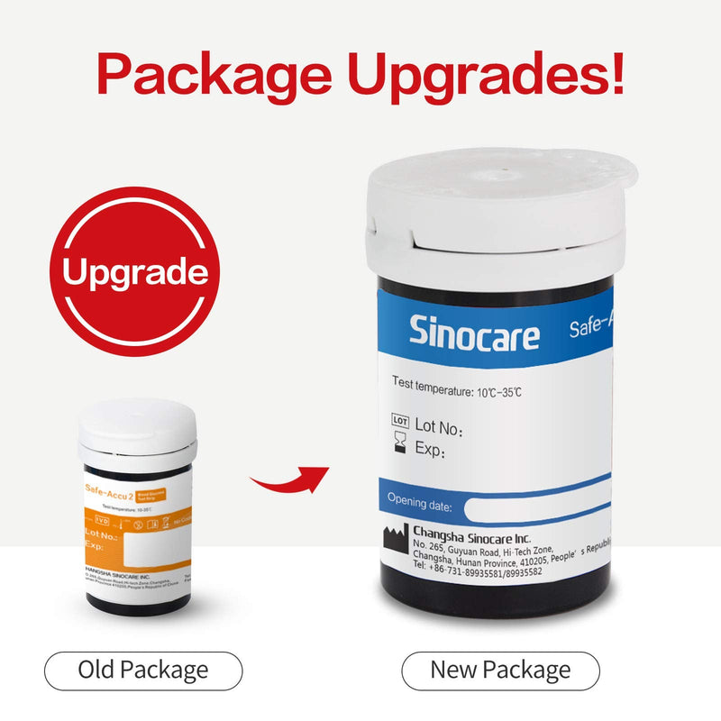 [Australia] - sinocare (Safe Accu2) Glucose Test Strips / Blood Sugar Test Strips 50 pcs No Code/ for sinocare Safe ACCU2 Blood Glucose Monitor Only 