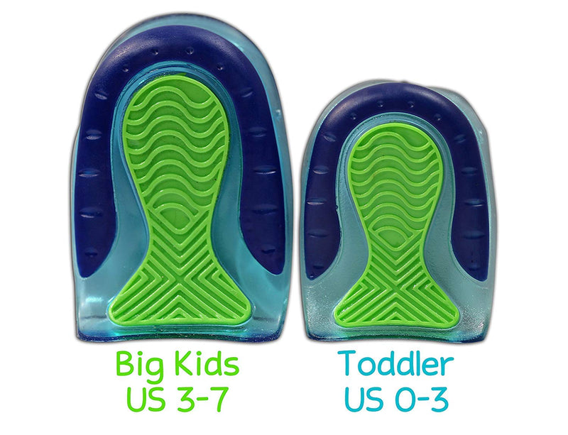 [Australia] - KidSole Sport Traction Shock Absorbing Lightweight Gel Heel Cups for Kid's with Sensitive Heels, Heel Spurs, Plantar Fasciitis, or Ankle Pain (2 Pairs, 4 Single Heelcups) (Kid's Size 3-7) Kid's Size 3-7 