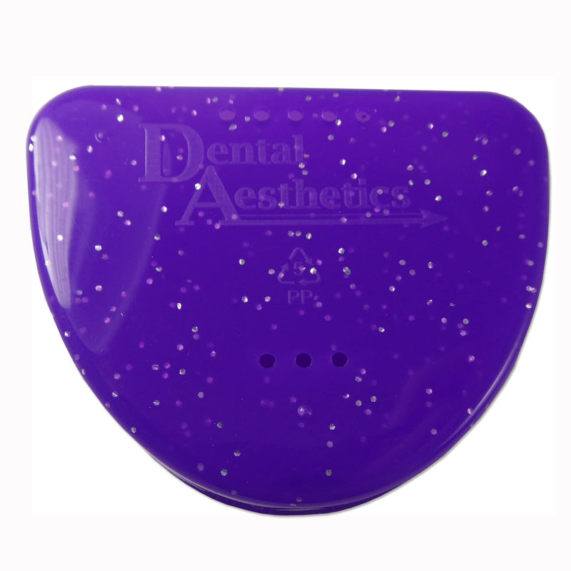 [Australia] - Slim Orthodontic Dental Case - Colour & Glitter Choices for Retainers, Bleaching Trays, Dentures & More (Glitter Purple) Glitter Purple 