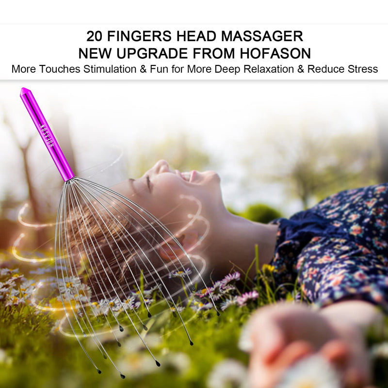 [Australia] - HOFASON Head Massager Scalp Scratcher with 20 Fingers, Handheld Head Scratcher Tingler Massage for Deep Relaxation, Hair Stimulation and Body Stress Relax(Random Colors) 1 Pack 