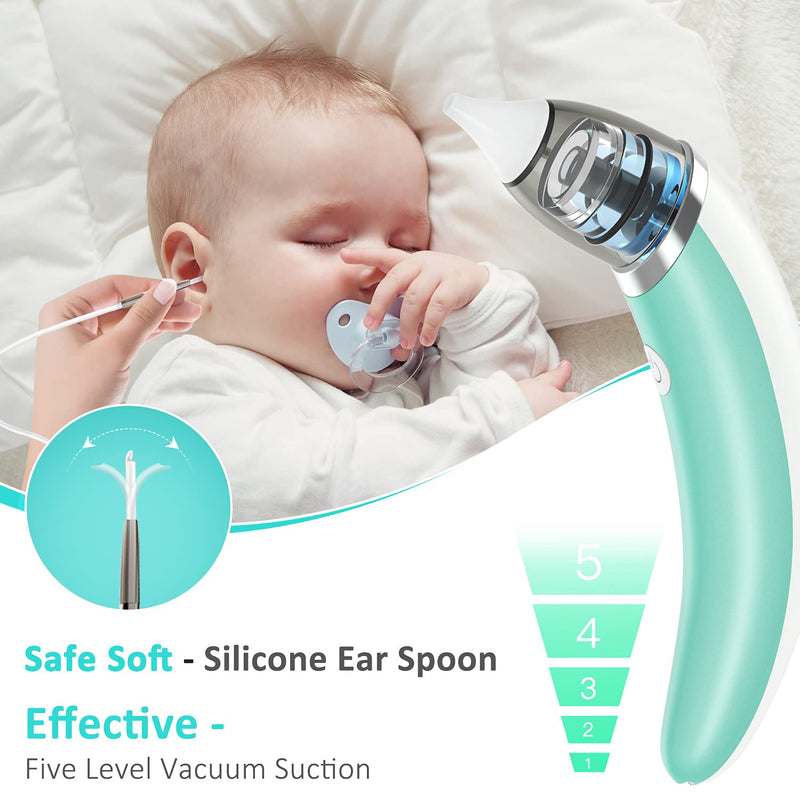 [Australia] - Ear-Wax-Vacuum-Removal, Strong Suction Ear Vacuum Ear Wax Sucker 5 Levels Electric Soft Earwax Removal Kit USB Charge Reusable Spiral Silicone Ear Wax Remover Tool Vacuum Cleaner for Kids Adult 