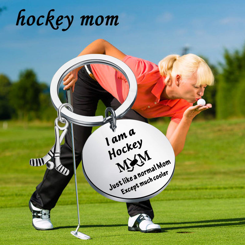 [Australia] - FUSTMW Hockey Mom Gifts Hockey Keychain I am a Hockey MOM Jewelry Hockey Mom Charm for Hockey Players Gifts silver 