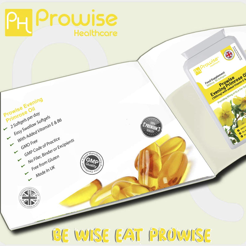 [Australia] - Evening Primrose Oil 1000mg with Vitamin E & B6 90 Capsules| Evening Primrose Oil Capsules | 90mg of GLA per Primrose Capsule | UK Manufactured Under GMP Standard | by Prowise Healthcare 