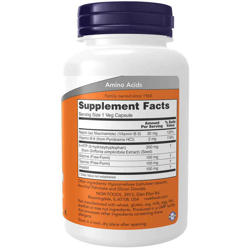 [Australia] - NOW Supplements, 5-HTP (5-hydroxytryptophan) 200 mg, Double Strength, Neurotransmitter Support*, 120 Veg Capsules 