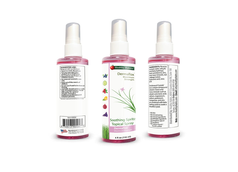 [Australia] - Healthy Habits DermaTox 4oz Soothing Spritz Topical Spray - All Natural, All Purpose, Safe and Effective Topical Spray Soothing Skin Nourishment 