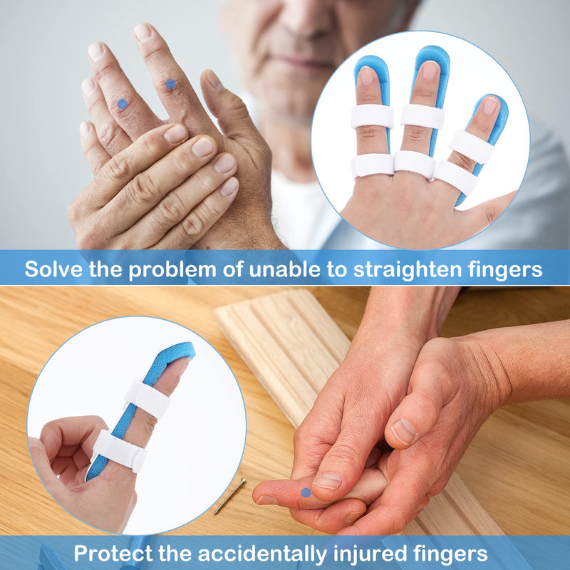 [Australia] - 6 Pieces Finger Splint Metal Finger Support Finger Knuckle Immobilization with Soft Foam Inner Band and Protective Vent for Adults and Children, 2 Styles (Blue) Blue 