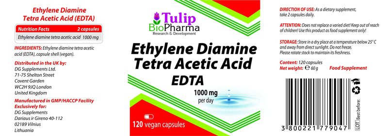 [Australia] - EDTA (Ethylene Diamine Tetra Acetic Acid) 500mg 120 Vegan Capsules, 3rd Party Lab Tested, High Strength Supplement, Gluten and GMO Free 
