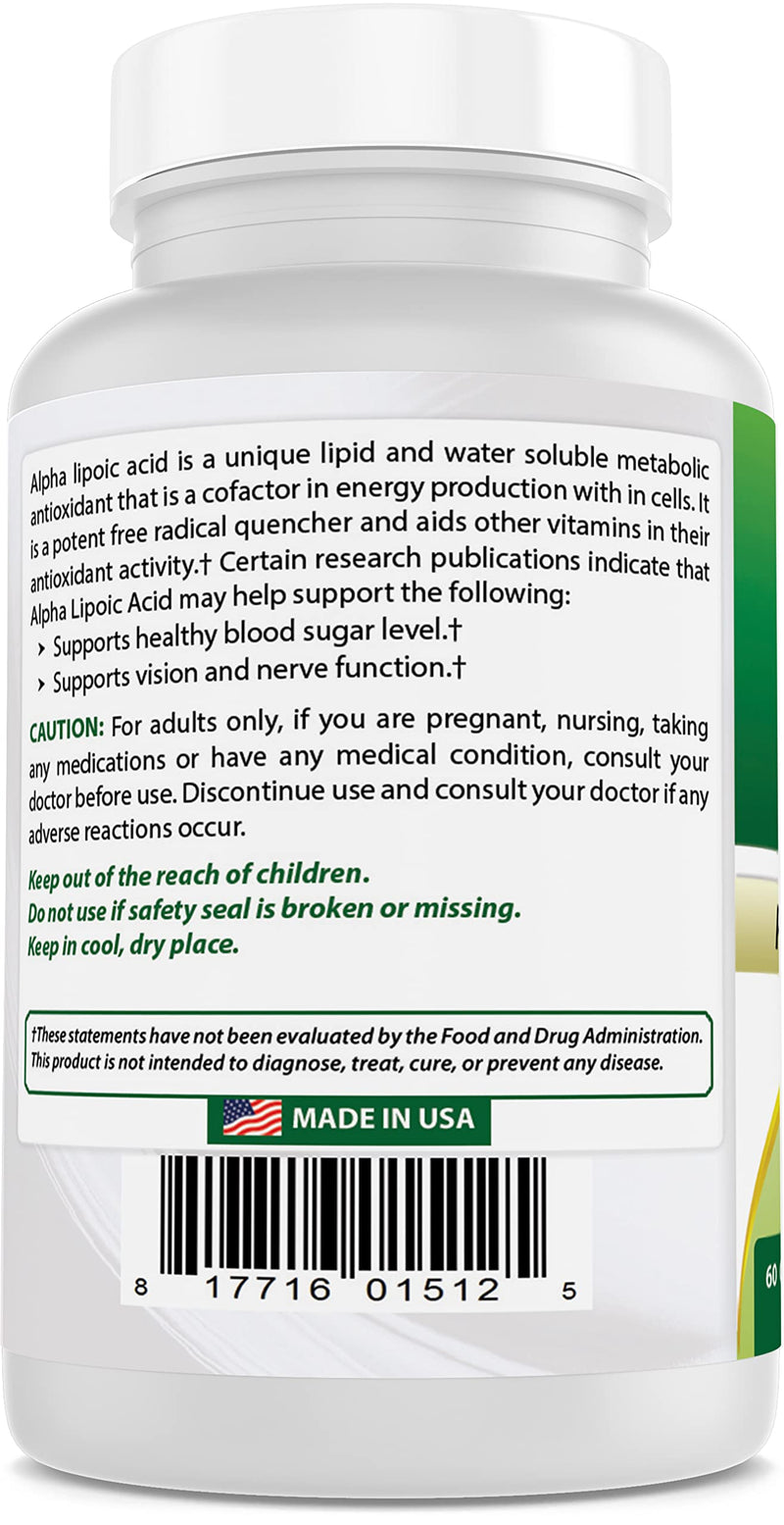 [Australia] - Best Naturals Alpha Lipoic Acid 600 mg 60 Capsules - ALA Powerful Antioxidant (60 Count (Pack of 1)) 60 Count (Pack of 1) 