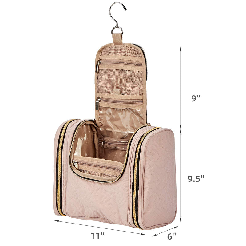 [Australia] - NISHEL Hanging Travel Toiletry Bag Organizer, Water Resistant Shower Dopp Kit, Makeup Cosmetic Case for Bathroom, Pink 