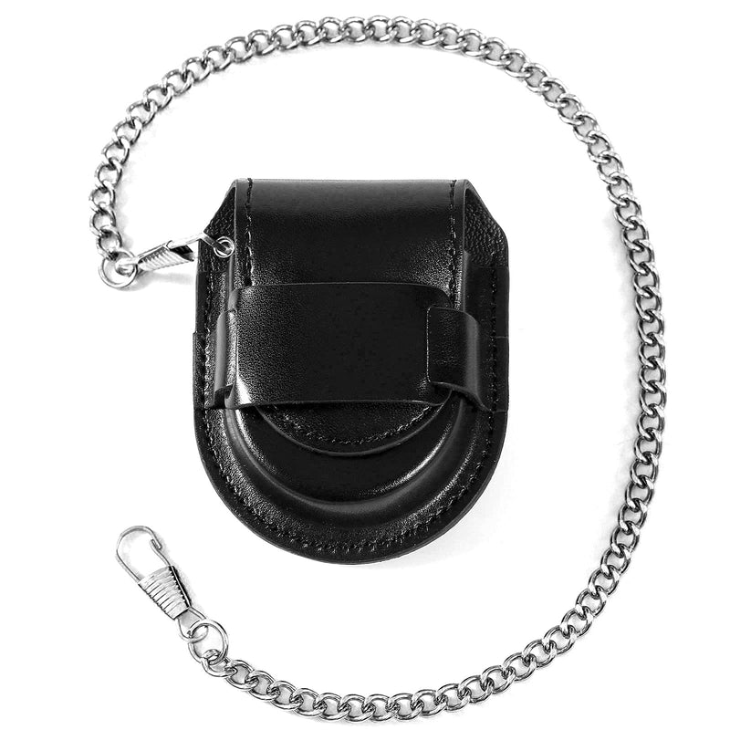 [Australia] - Pocket Watch Leather Case Protector Holder Waist Bag Timepiece General Accessories 47mm Black 