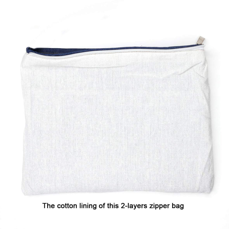[Australia] - Yingkor 2-pack Cotton Canvas Zipper Cosmetic Bag Makeup Bags Tool Organizer with Cotton Lining 20x28cm (White) White 