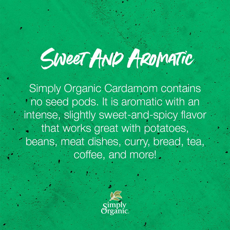 [Australia] - Simply Organic Cardamom, Certified Organic, Non-GMO | 2.82 oz | Elettaria cardamomum (L.) Maton 2.82 Ounce (Pack of 1) 