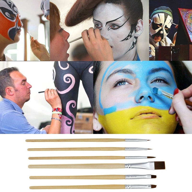 [Australia] - CCbeauty Professional Face Paint Oil 24 Colors Body Art Party Fancy Make Up with 6 Wooden Brushes 
