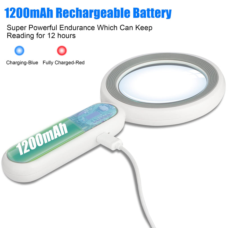 [Australia] - Magnifying Glass with Light, Handheld Illuminated Lighted Magnifying Glass with 21 Led, 3 Light Modes & Rechargeable USB Magnifier Seniors, Reading, Macular Degeneration, Exploring, Coins (Grey) Gray 