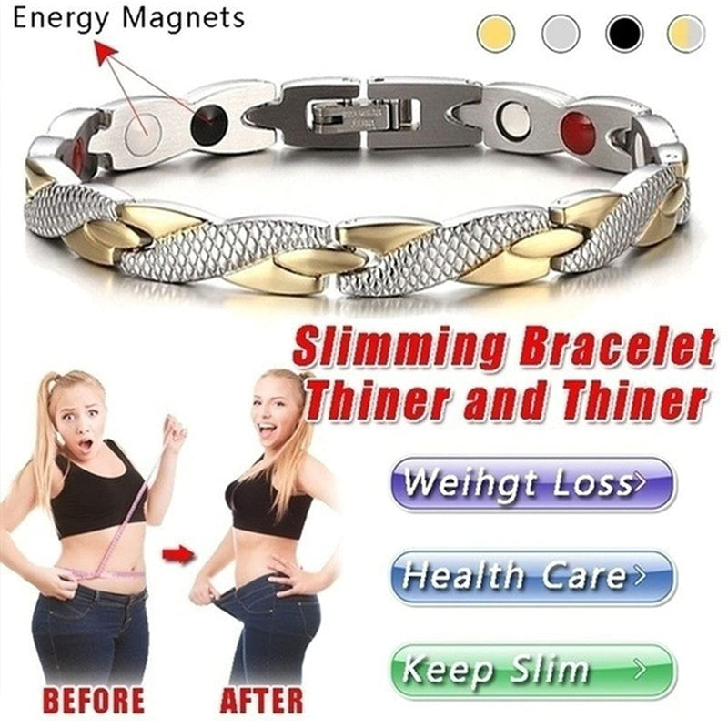 [Australia] - WDYY Elegant Magnetic Therapy Fit Plus Bracelet, Slimming Weight Loss Anti-fatigue Magnetic Bracelet for Men Women (Silver+gold) 