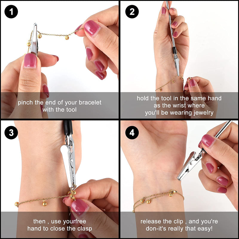 [Australia] - Yolev 2Pcs Bracelet Jewelry Helper Tool Metal Alligator Clip Bracelet Clamp Jewelry Making Set for Helping Women Jewelry Bracelet Necklace Watch Clasps Zippers 