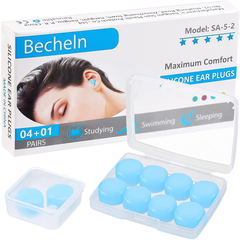 [Australia] - Reusable Silicone Ear Plugs, Waterproof Noise Cancelling Ear Plugs for Sleeping, Shooting, Airplanes, Concerts, Mowing, 22dB Highest NRR Blue 