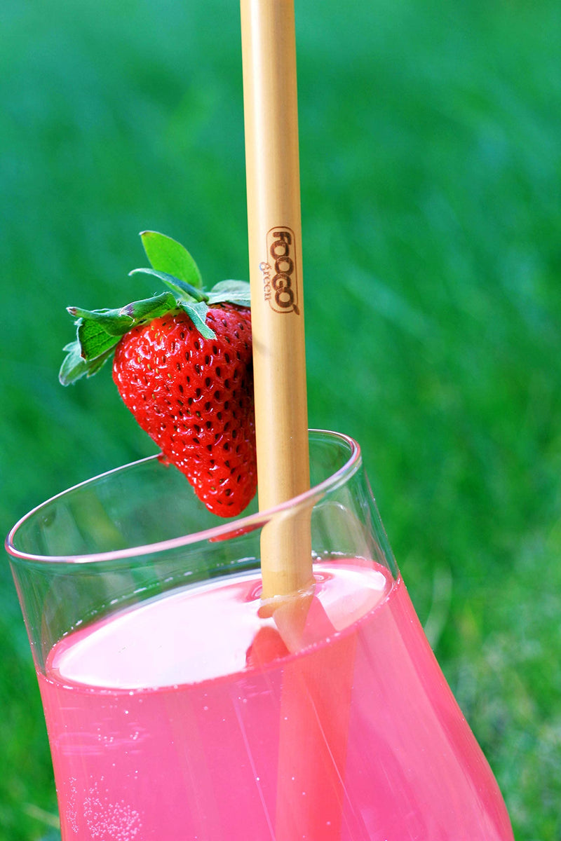 [Australia] - FOOGO Green 10 Bamboo Straws with Cleaning Brush | Reusable | 20cm | 2 diameters | Juices and Smoothies Drinking Straws | 100% Natural | Biodegradable | Eco Friendly 