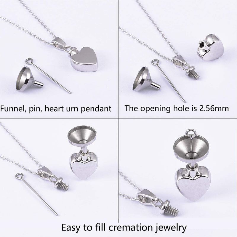 [Australia] - 925 Sterling Silver Heart Urn Necklace for Ashes Cremation Jewelry Memorial Keepsake Pendant with Funnel Kit 