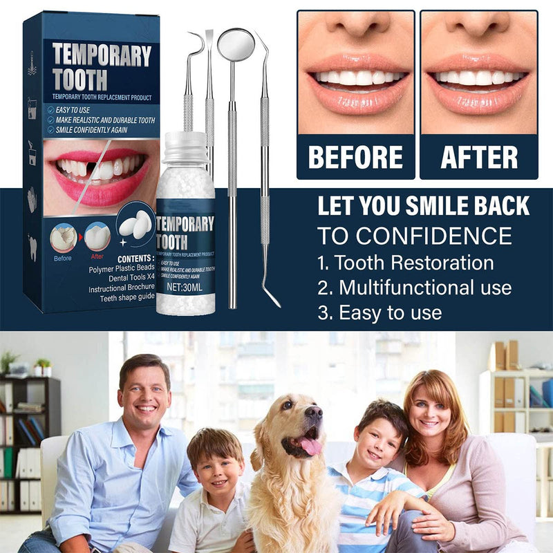 [Australia] - Tooth Repair Kit - Temporary Fake Teeth Replacement Kit with Dental Mirror Tools for Temporary Restoration of Missing & Broken Teeth Replacement Dentures 